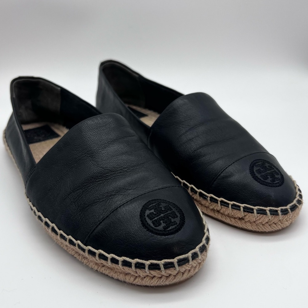 Tory Burch CapToe Leather Espadrilles black 8
